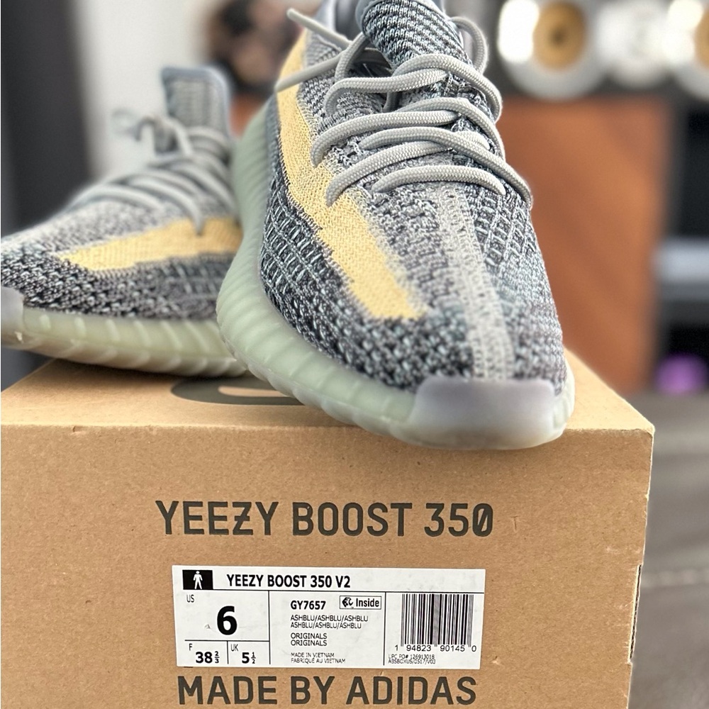 Adidas Gray and Yellow Sneakers with Primeknit Upper